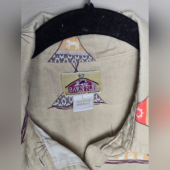 Vintage Men's Barn Fly Western Teepee Rustic Cowboycore Button Down Shirt, Large - Picture 3 of 3